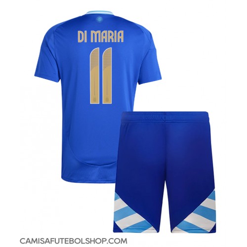 Camisa de time de futebol Argentina Angel Di Maria #11 Replicas 2º Equipamento Infantil Copa America 2024 Manga Curta (+ Calças curtas)